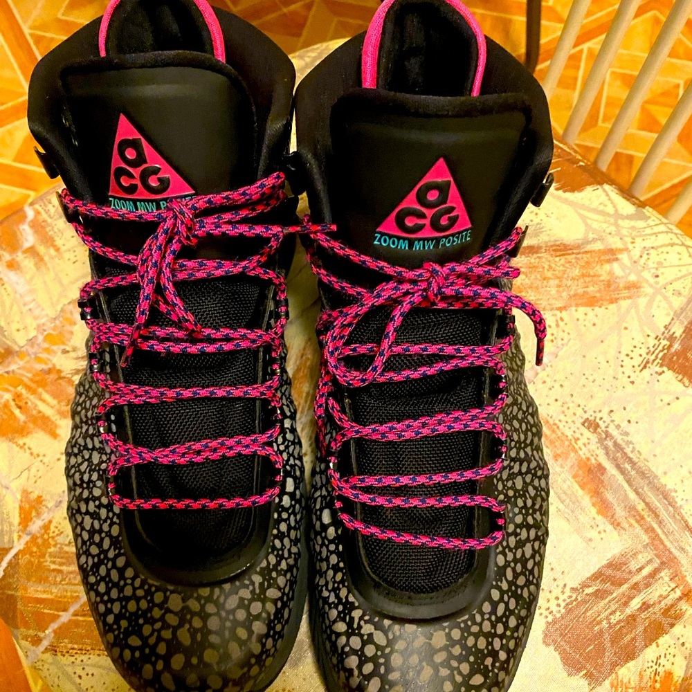 Nike ACG Zoom MW Posite Foamposite Boots men sz 9 Safari Reflective Hiking 2013